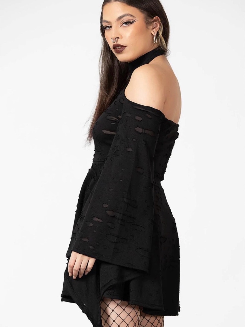Killstar Black Dark Aura Cold-Shoulder Mini Dress - Picture 5 of 9